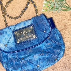 Bebe denim blue crossbody purse